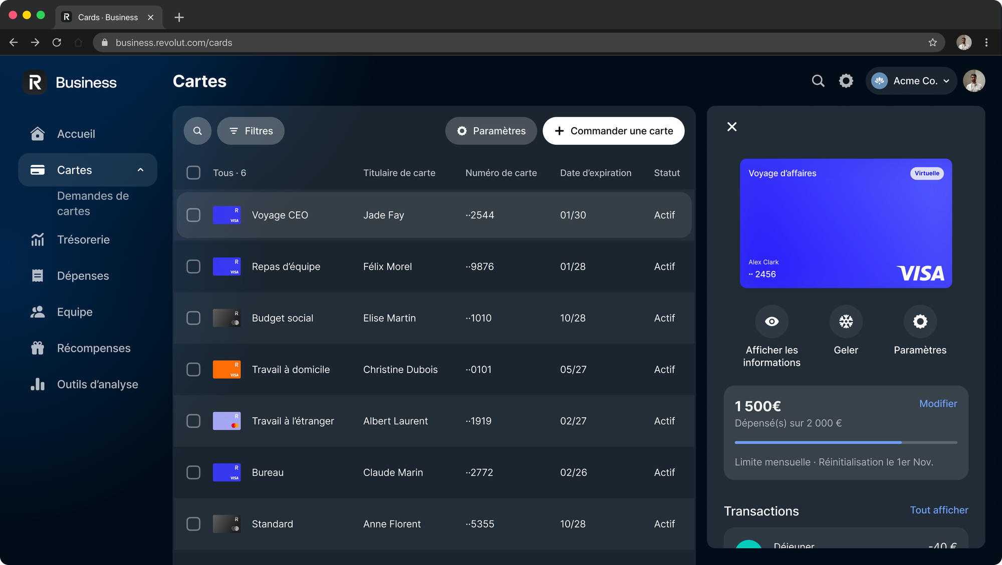 Cartes et encaissement