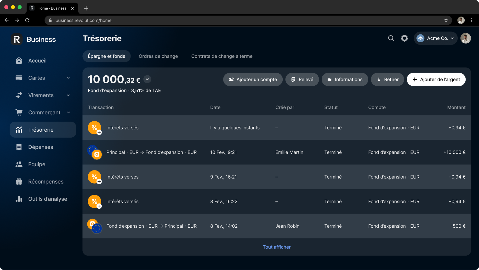 Épargne et trésorerie